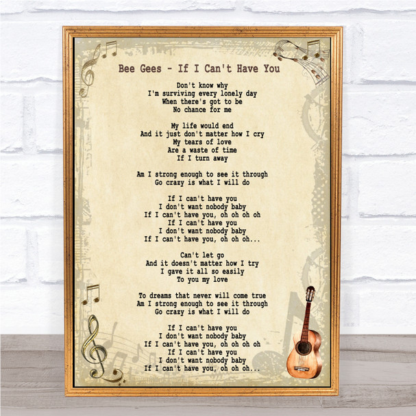 Bee Gees If I Can't Have You Song Lyric Quote Print