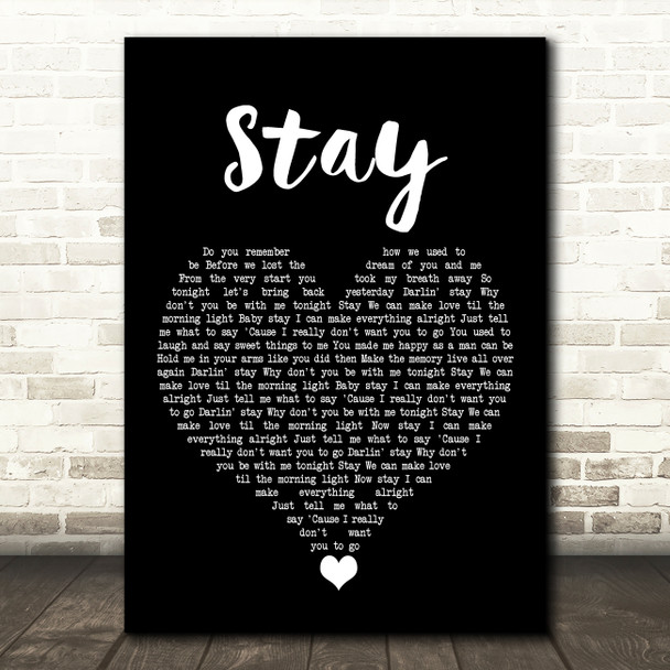 Barry Manilow Stay Black Heart Song Lyric Wall Art Print