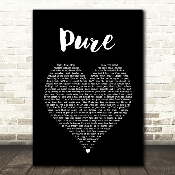 Lightning Seeds Pure Black Heart Song Lyric Wall Art Print