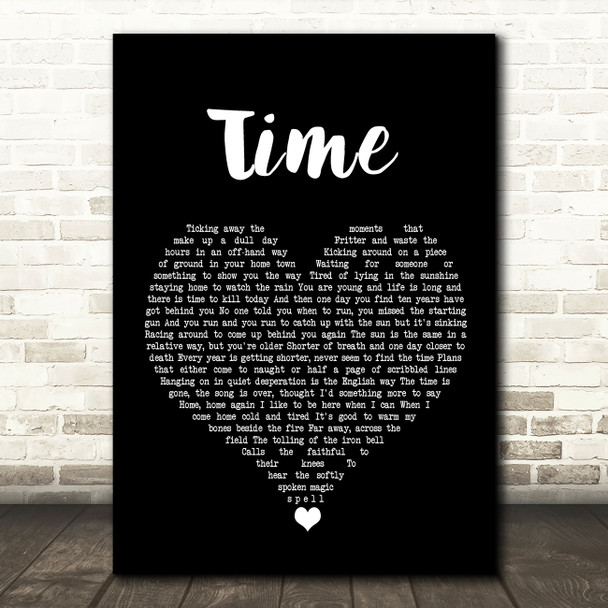 Pink Floyd Time Black Heart Song Lyric Wall Art Print