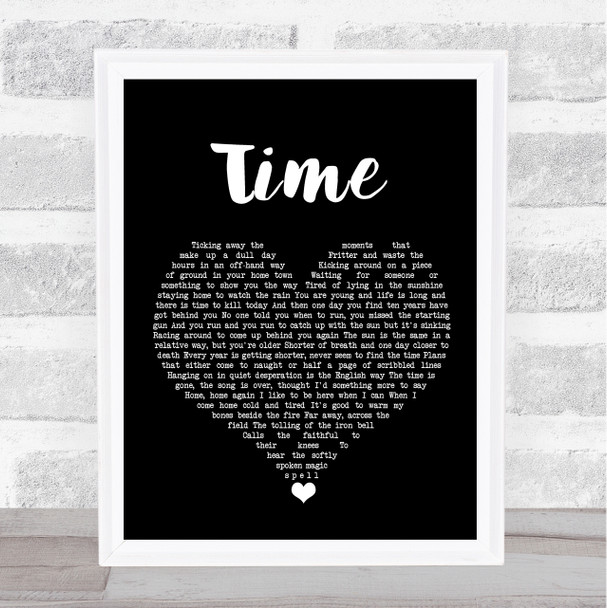 Pink Floyd Time Black Heart Song Lyric Wall Art Print