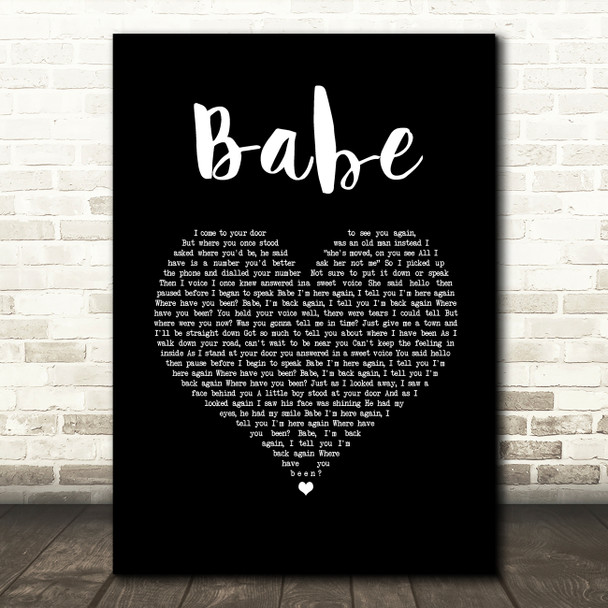 Take That Babe Black Heart Song Lyric Wall Art Print