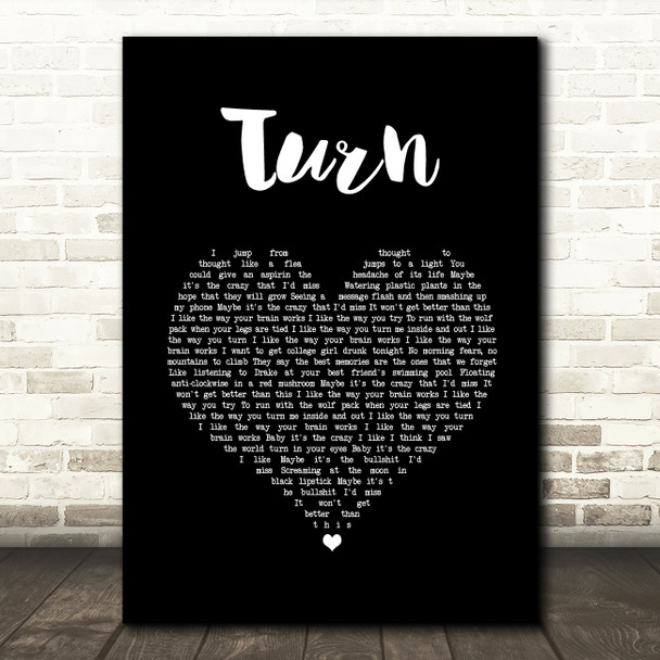 The Wombats Turn Black Heart Song Lyric Wall Art Print