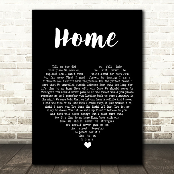 Will Young Home Black Heart Song Lyric Wall Art Print