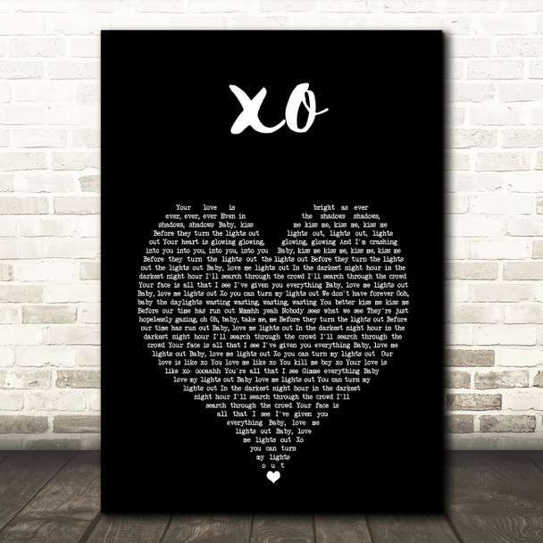 Beyonce XO Black Heart Song Lyric Wall Art Print