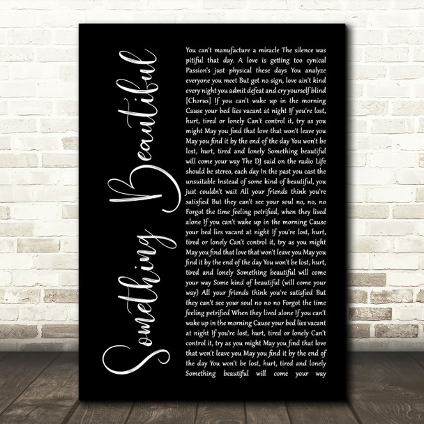 Robbie Williams Something Beautiful Black Script Song Lyric Wall Art Print