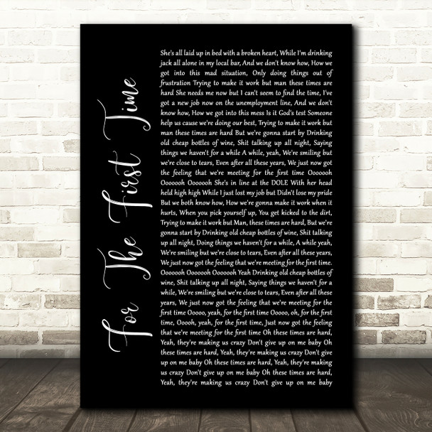 The Script For The First Time Black Script Song Lyric Wall Art Print