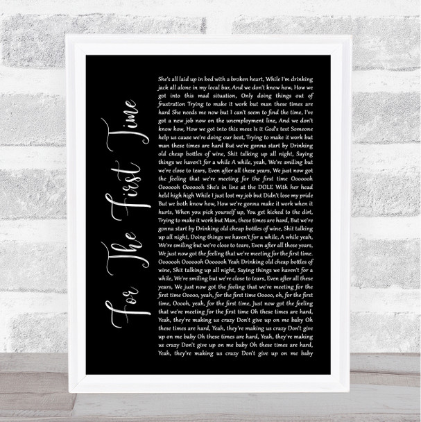 The Script For The First Time Black Script Song Lyric Wall Art Print