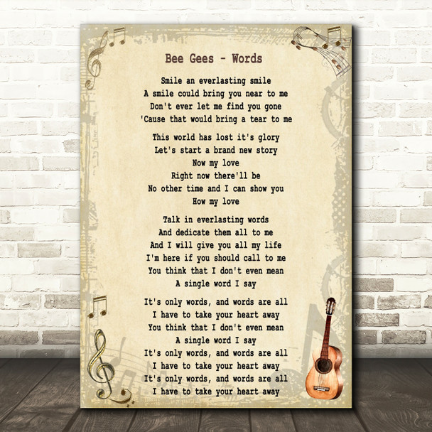 Bee Gees Words Song Lyric Quote Print
