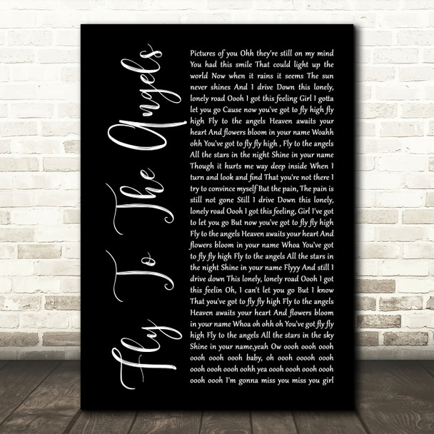 Slaughter Fly To The Angels Black Script Song Lyric Wall Art Print