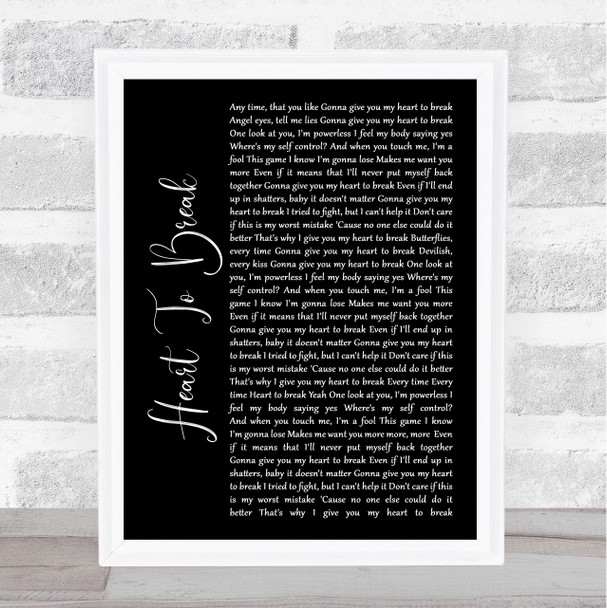 Kim Petras Heart To Break Black Script Song Lyric Wall Art Print