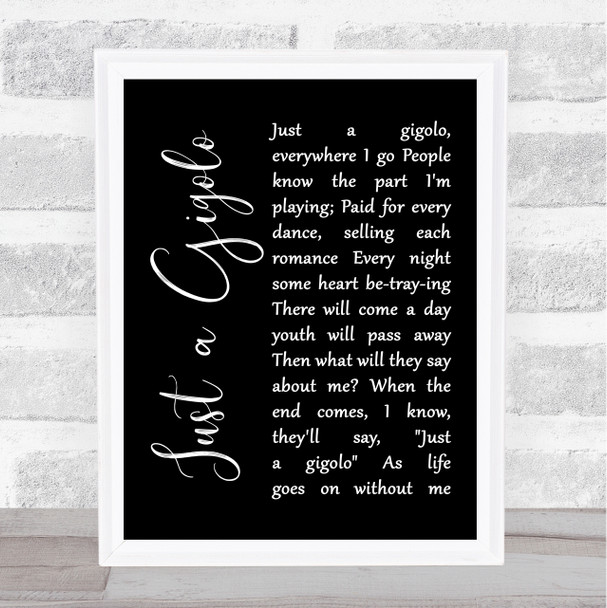 Louis Armstrong Just a Gigolo Black Script Song Lyric Wall Art Print