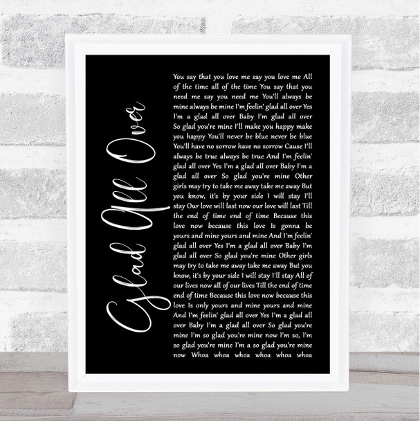 The Dave Clark Five Glad All Over Black Script Song Lyric Wall Art Print