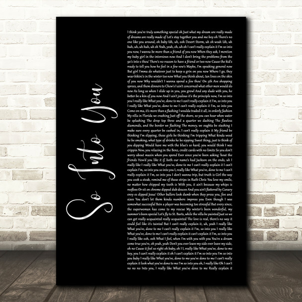 Fabolous ft. Ashanti So Into You Black Script Song Lyric Wall Art Print