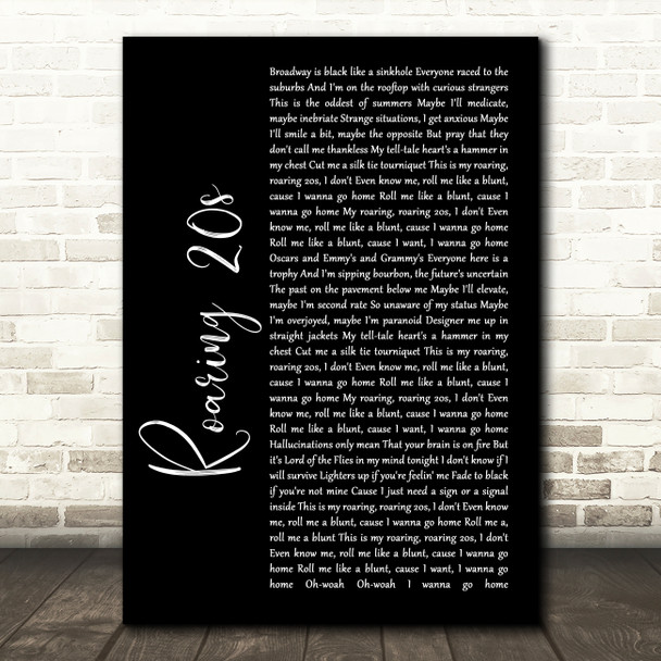 Panic! At The Disco Roaring 20s Black Script Song Lyric Wall Art Print