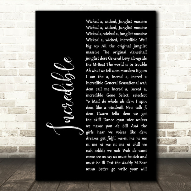 M-Beat Incredible Black Script Song Lyric Wall Art Print