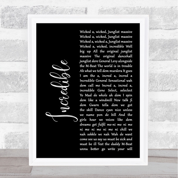 M-Beat Incredible Black Script Song Lyric Wall Art Print