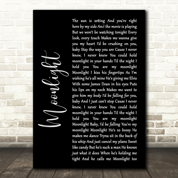 Ariana Grande Moonlight Black Script Song Lyric Wall Art Print