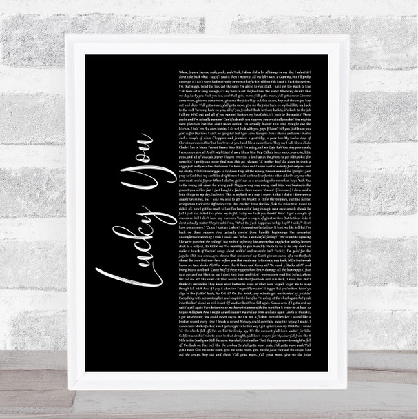 Eminem Lucky You Black Script Song Lyric Wall Art Print