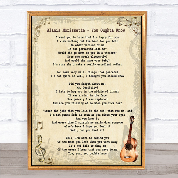 Alanis Morissette You Oughta Know Song Lyric Quote Print