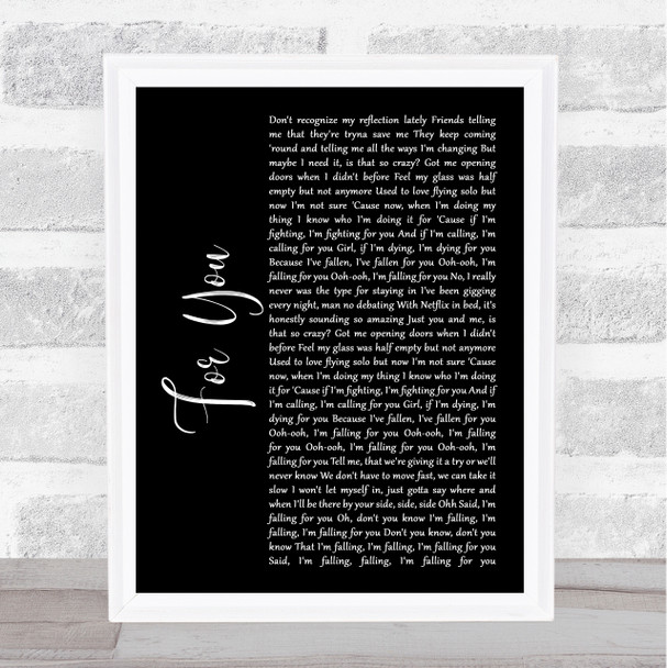 James TW For You Black Script Song Lyric Wall Art Print