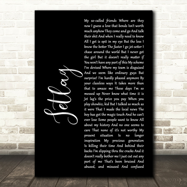 Brendan Benson Jetlag Black Script Song Lyric Wall Art Print