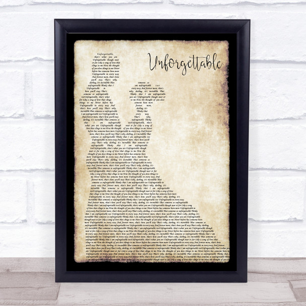 Nat King Cole Unforgettable Man Lady Dancing Song Lyric Wall Art Print