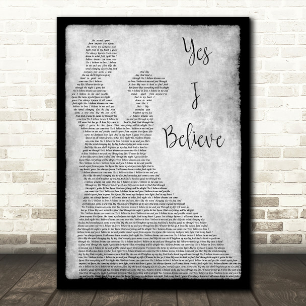 Fridays Heroes Yes I Believe Grey Man Lady Dancing Song Lyric Wall Art Print