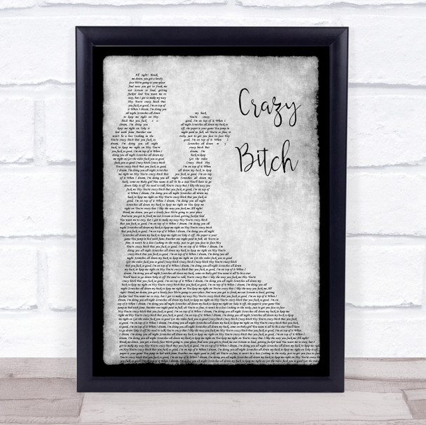 Buckcherry Crazy Bitch Grey Man Lady Dancing Song Lyric Wall Art Print