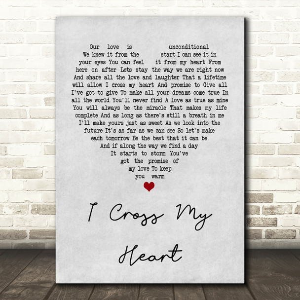George Strait George Strait I Cross My Heart Grey Heart Song Lyric Wall Art Print
