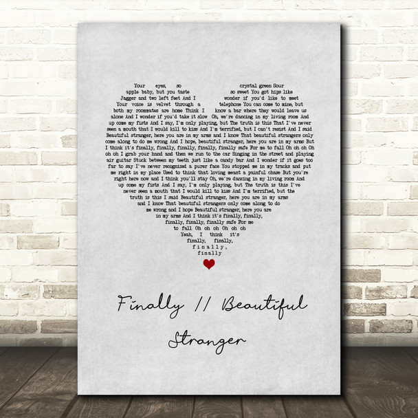 Halsey Finally Beautiful Stranger Grey Heart Song Lyric Wall Art Print