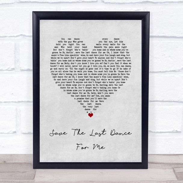Michael Buble Save The Last Dance For Me Grey Heart Song Lyric Wall Art Print