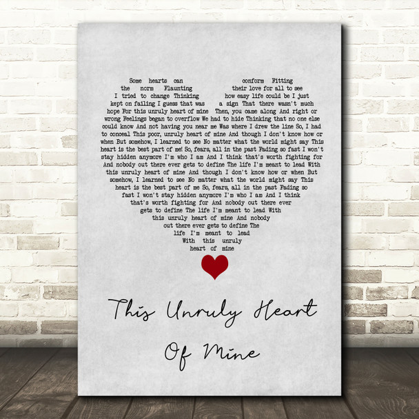 The Prom Musical This Unruly Heart Of Mine Grey Heart Song Lyric Wall Art Print