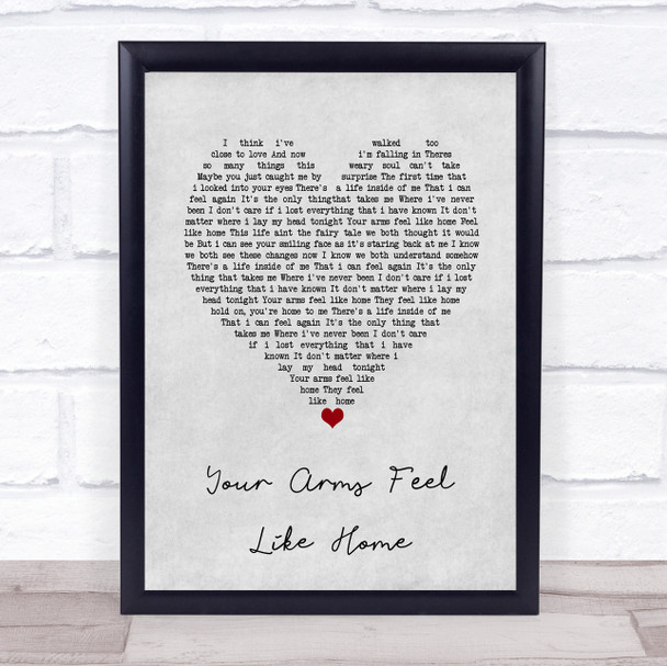 3 Doors Down Your Arms Feel Like Home Grey Heart Song Lyric Wall Art Print