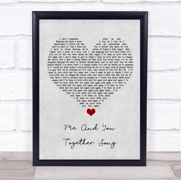 The 1975 Me And You Together Song Grey Heart Song Lyric Wall Art Print