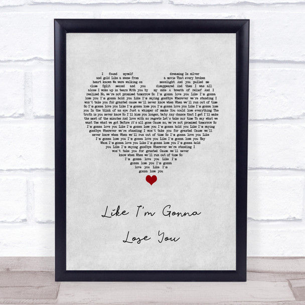 Meghan Trainor Like I'm Gonna Lose You Grey Heart Song Lyric Wall Art Print