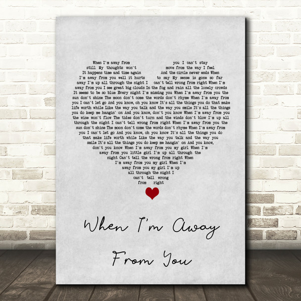 Frankie Miller When I'm Away From You Grey Heart Song Lyric Wall Art Print