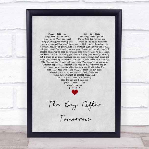 Saybia The Day After Tomorrow Grey Heart Song Lyric Wall Art Print