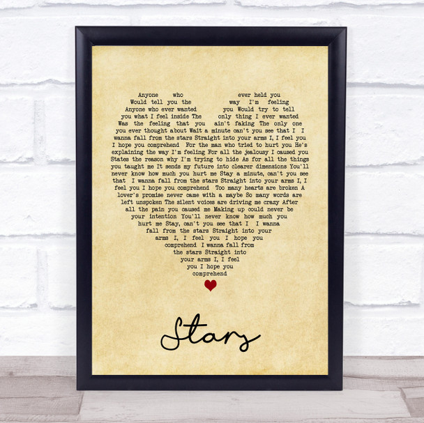 Simply Red Stars Vintage Heart Song Lyric Quote Print