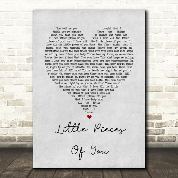 Ben Hartley Little Pieces Of You Grey Heart Song Lyric Wall Art Print