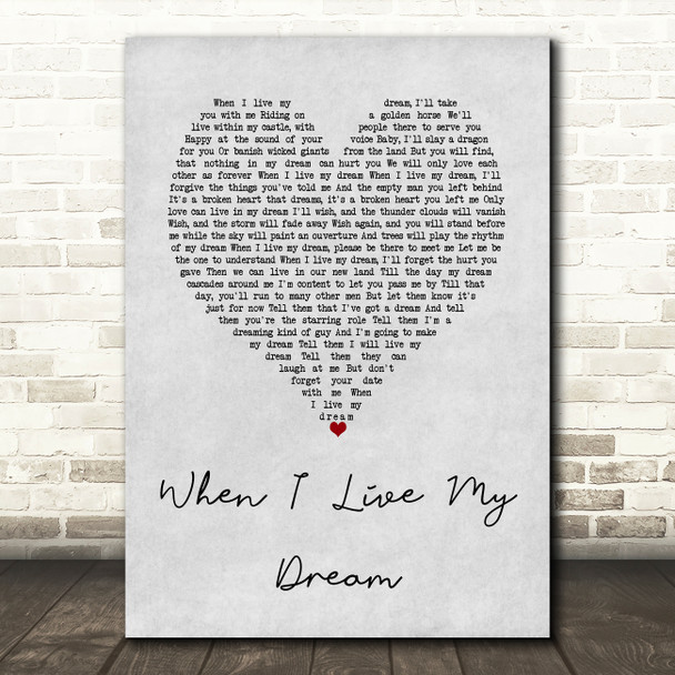 David Bowie When I Live My Dream Grey Heart Song Lyric Wall Art Print