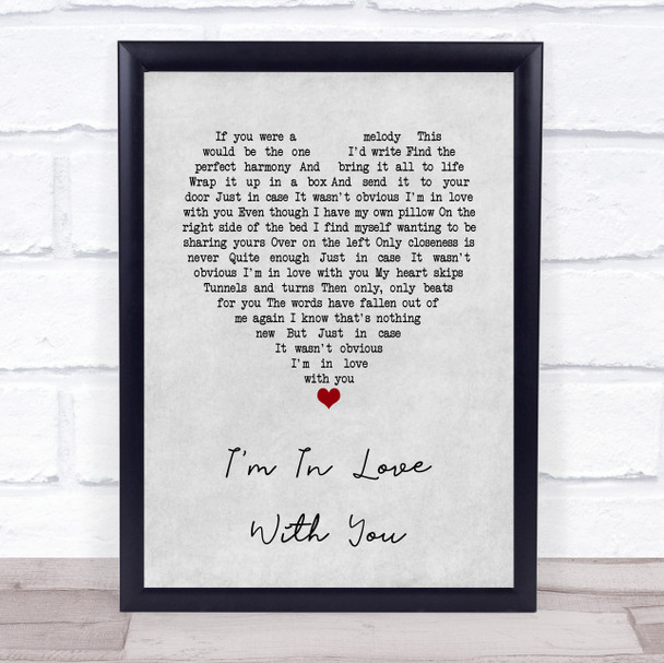 Elizabeth Riordan I'm In Love With You Grey Heart Song Lyric Wall Art Print