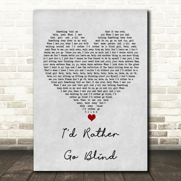 Etta James I'd Rather Go Blind Grey Heart Song Lyric Wall Art Print