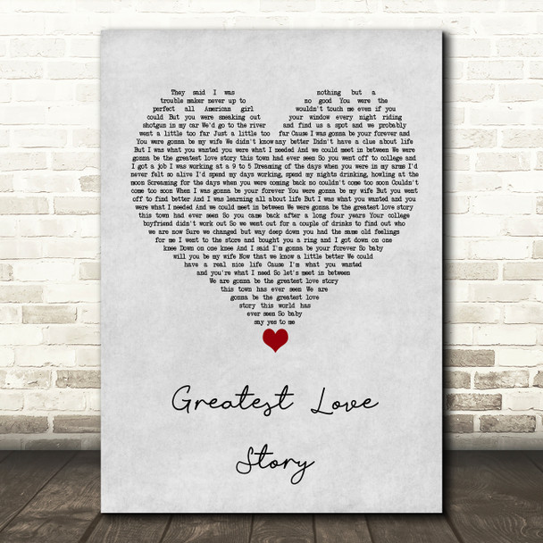 LANCO Greatest Love Story Grey Heart Song Lyric Wall Art Print