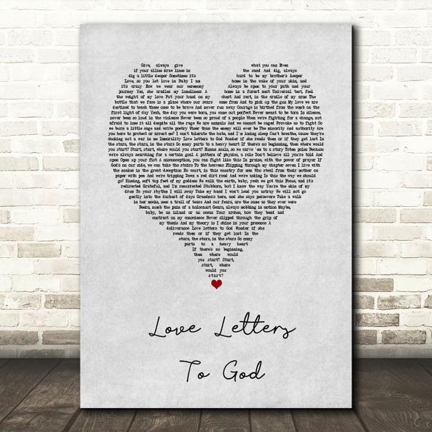 Nahko And Medicine For The People Love Letters To God Grey Heart Song Lyric Wall Art Print