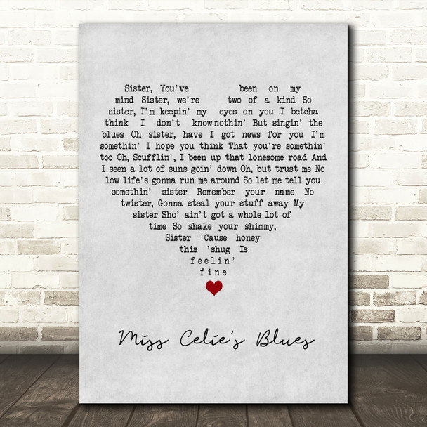 Quincy Jones Miss Celie's Blues Grey Heart Song Lyric Wall Art Print