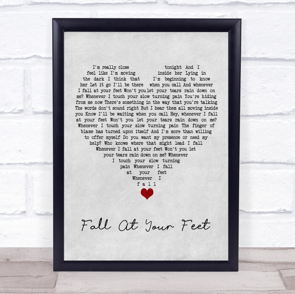 Crowded House Fall At Your Feet Grey Heart Song Lyric Wall Art Print