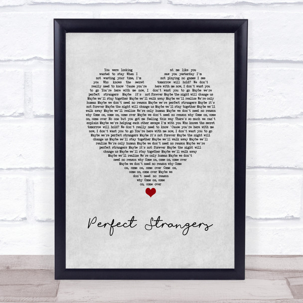 Jonas Blue Perfect Strangers Grey Heart Song Lyric Wall Art Print