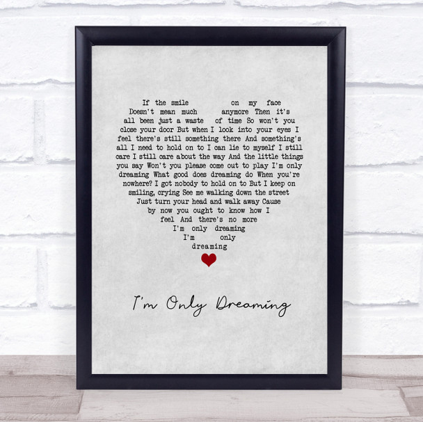 Small Faces I'm Only Dreaming Grey Heart Song Lyric Wall Art Print