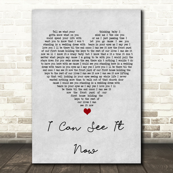 Kenzie Wheeler I Can See It Now Grey Heart Song Lyric Wall Art Print